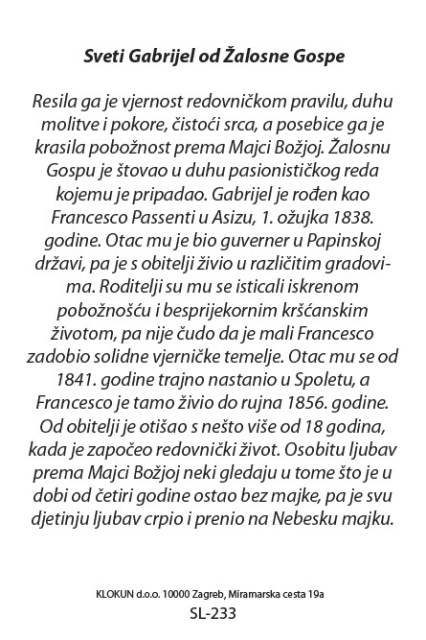 Sveti Gabrijel od Žalosne Gospe