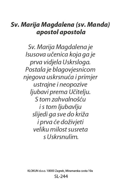 Sveta Marija Magdalena (sv. Magda)