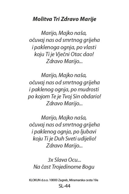 Marijo, Majko naša