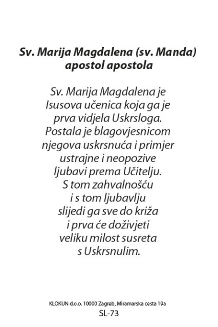 Sv. Marija Magdalena (sv. Manda) 